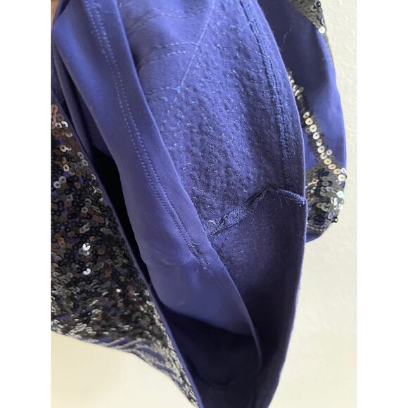 Express Sequin Aztec Art Deco Mini Dress Blue Black Bodycon Party Size Small - Picture 11 of 11